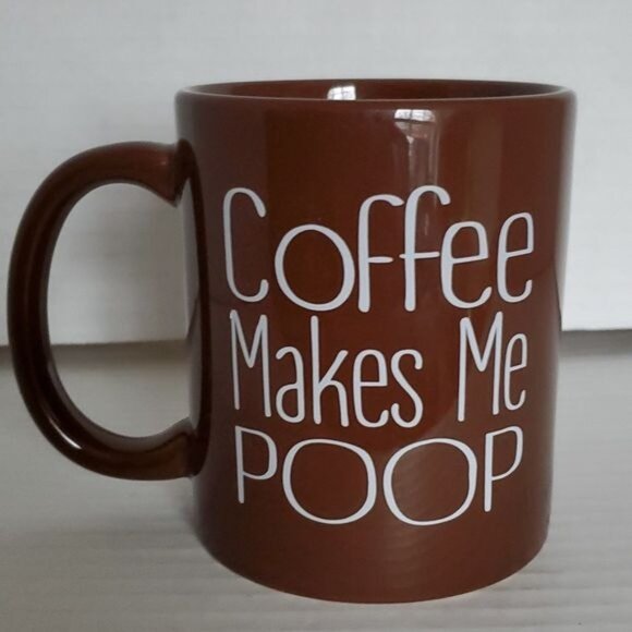 2 Coffee Makes Me Poop Mugs Cups Brown CONTAINERS - Picture 9 of 16